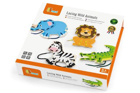 Viga Dřevěná provlékačka divoká zvířátka