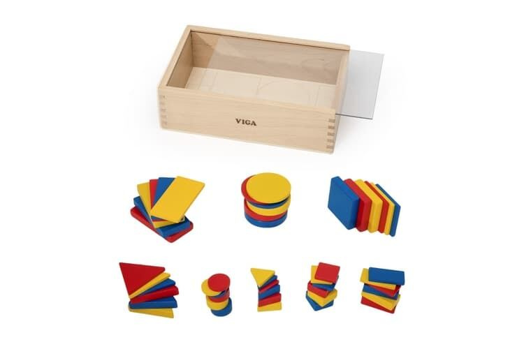 Dřevěné logické kostky geometrické tvary Viga Toys Montessori