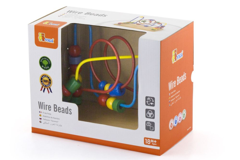 Dřevěný korálkový labyrint pro děti