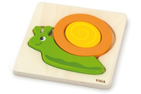 Dřevěné vrstvené puzzle šnek VIGA pro nejmenší