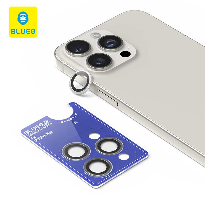 Safírové sklo na čočky pro iPhone 15 Pro Max Blueo - stříbrné