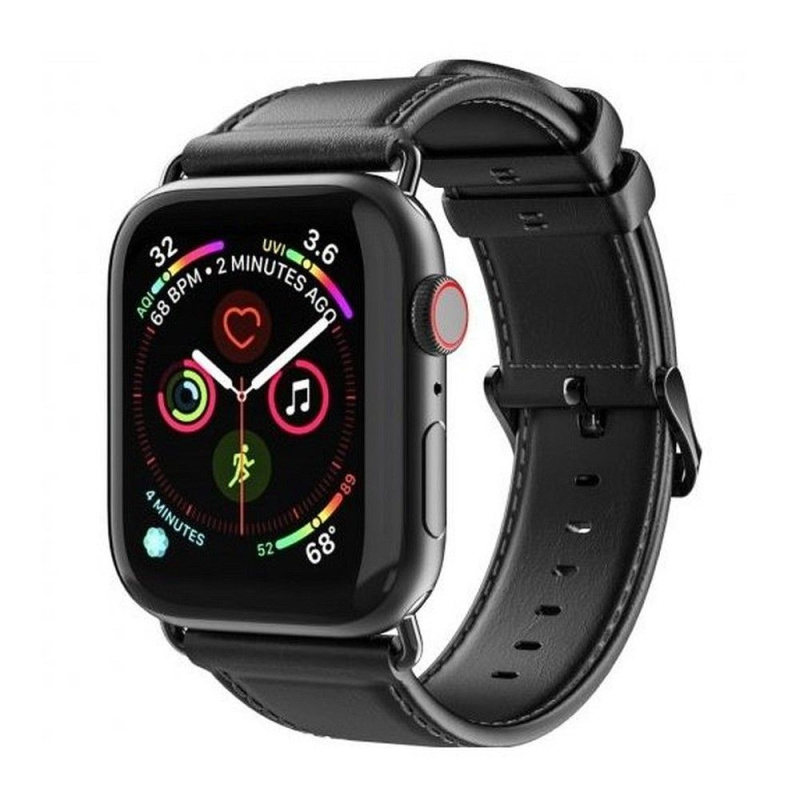 DUX DUCIS YA - Z přírodní kůže řemínek Apple Watch 42/44/45/49mm černý
