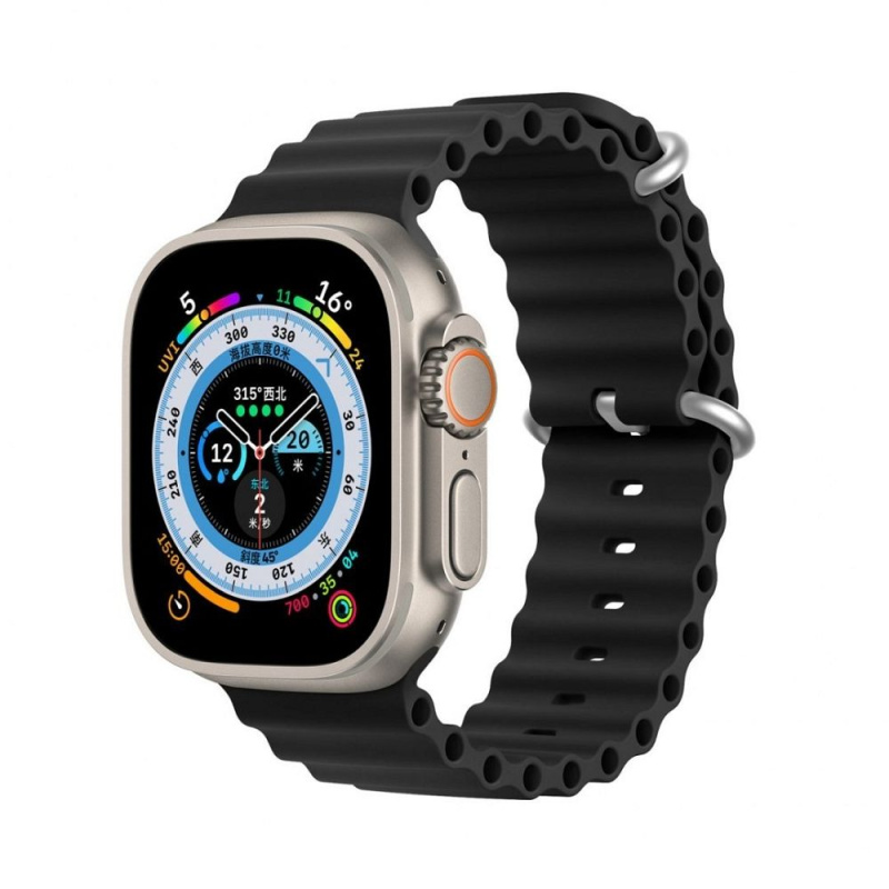 DUX DUCIS Ocean Wave sportovní silikonový řemínek pro Apple Watch 38/40/41mm černá