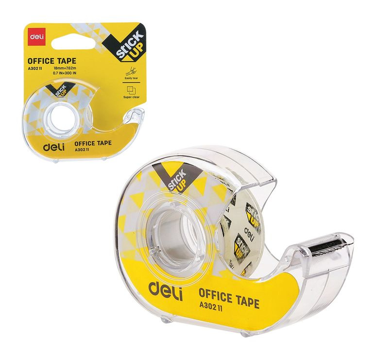 Lepicí páska s odvíječem DELI 18 mm × 7,62 m - transparentní