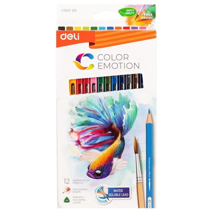 Pastelky DELI aquarelové 12 barev Color Emotion EC00700 DELI