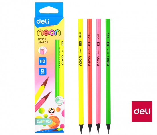 Tužka HB bez gumy trojhranná NEON BLACK DELI EU54700 DELI