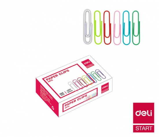 Sponky kancelářské 33mm barevné 100ks DELI E39716 DELI