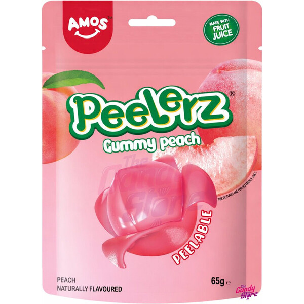 Želé bonbony Amos Peelerz - Broskev 65 g Růžová