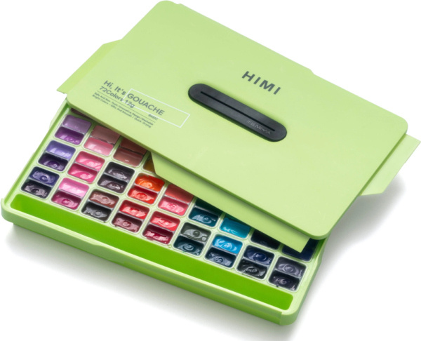 HIMI kvašové barvy - Twin Cup Gouache Set - 72 Colours (Apple Green Case) Himi