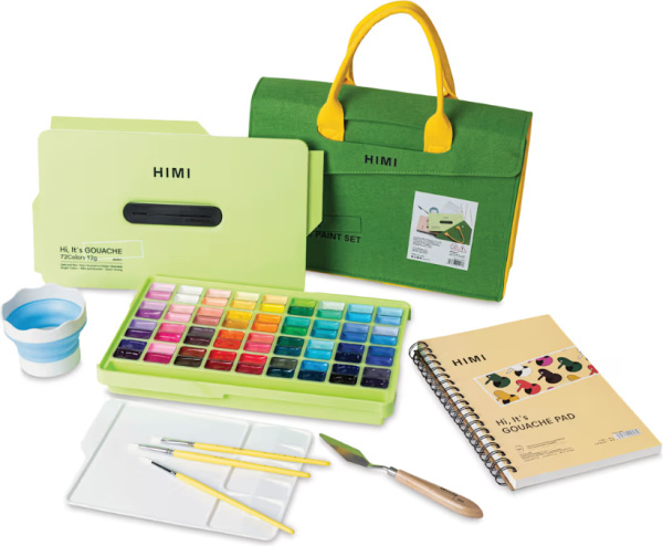 HIMI kvašové barvy - Twin Cup Gouache Set - 72 Colours (Apple Green Case) - sada 8 ks Himi
