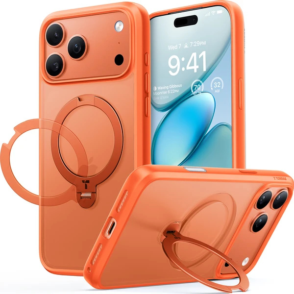 Torras Ostand Q3 Spin MagSafe kryt iPhone 17 Pro energy orange