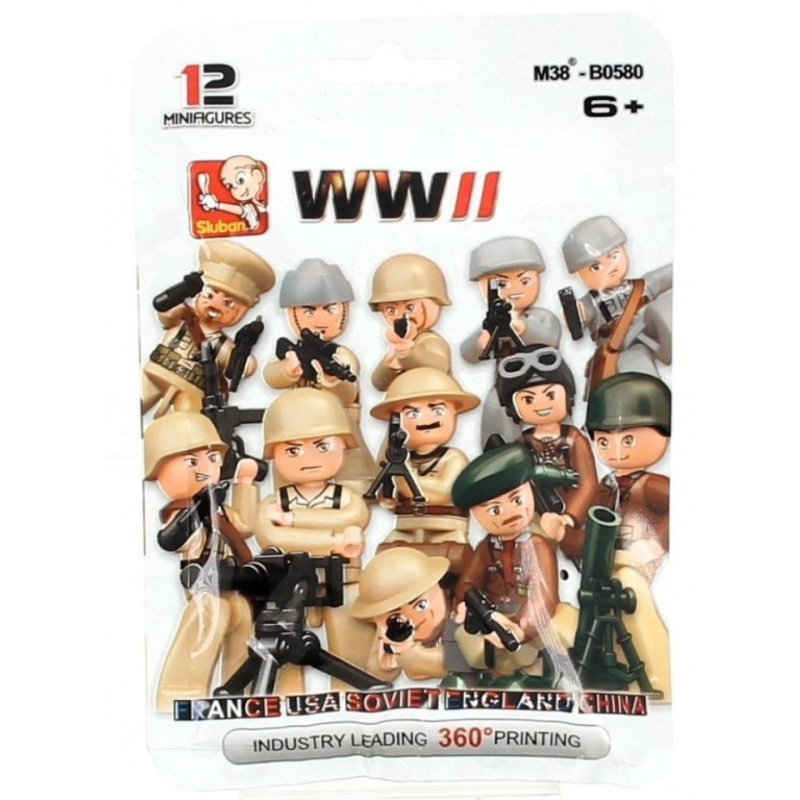 Sluban wwii m38-b0580 figurky vojáci, 12 druhů