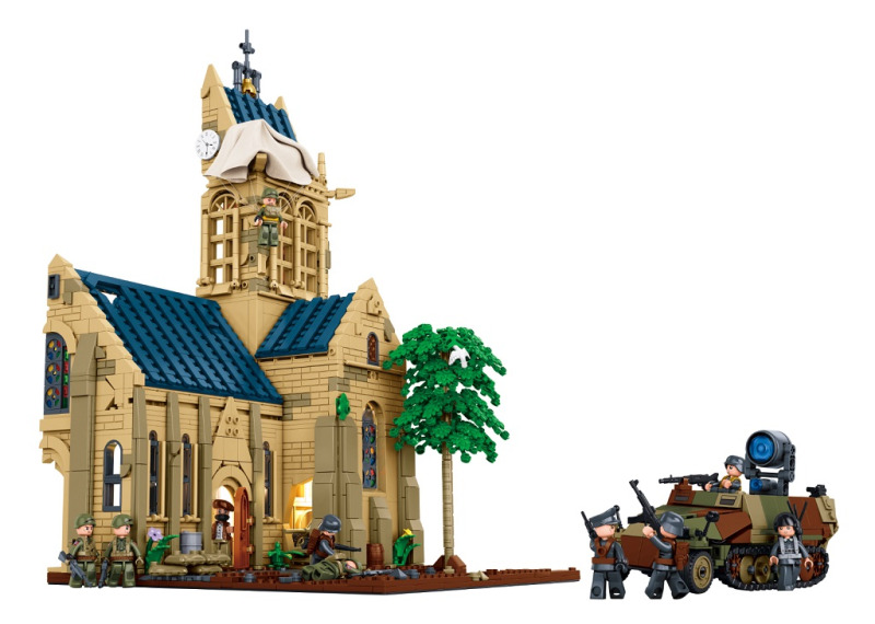 Sluban Model Bricks M38-B1532 Normandie D-Day Kostel v Sainte-Mère-Église