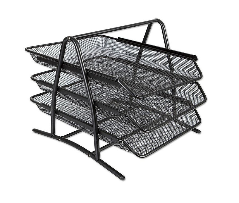 Drátěný stojan trojbox - černý