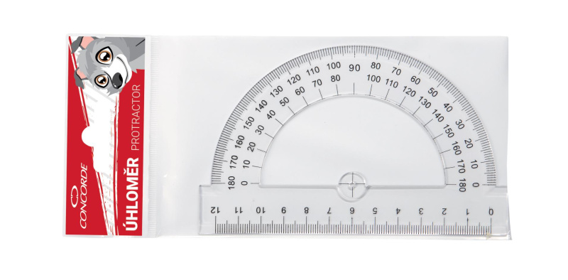 Úhloměr Concorde - 12cm, závěs, transparentní