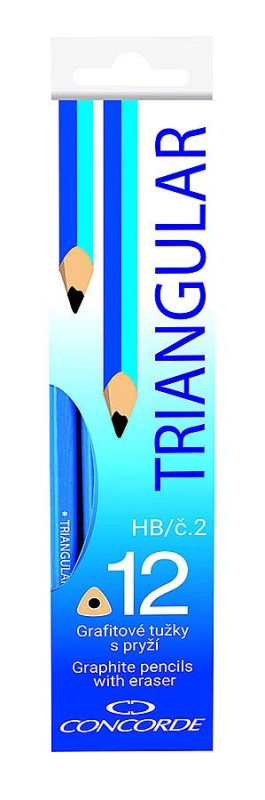 Grafitové tužky CONCORDE trojhranné s pryží č. 2 /HB/, 12ks CONCORDE