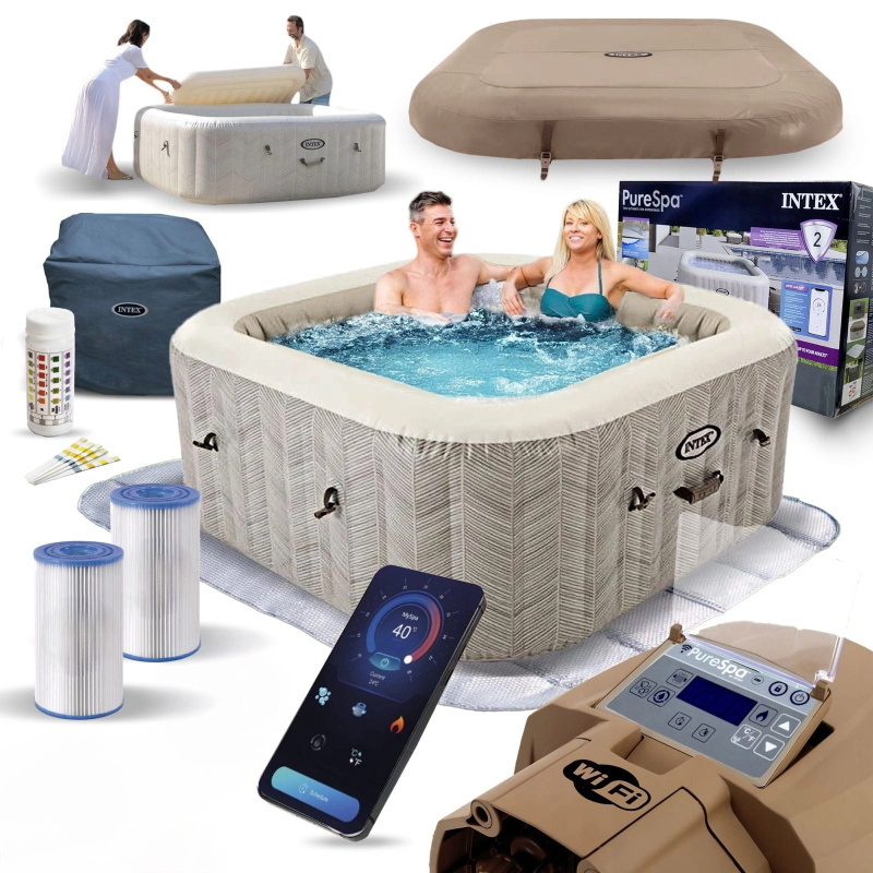 nafukovací čtvercové spa pro 4 osoby 175 × 71 cm s hydromasáží INTEX