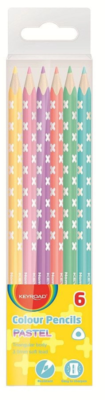 Pastelky KEYROAD Pastel trojhranné 6ks KEYROAD