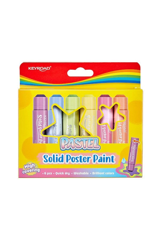 Tuhé temperové barvy KEYROAD Pastel, sada 6ks KEYROAD