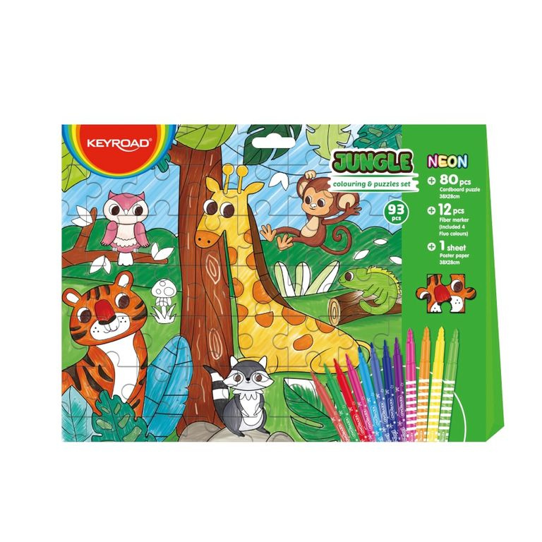Puzzle omalovánky KEYROAD 2v1 Džungle KEYROAD