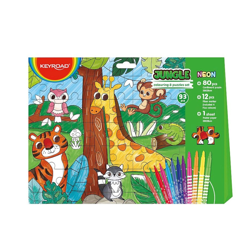 Puzzle omalovánky KEYROAD 2v1 Džungle KEYROAD