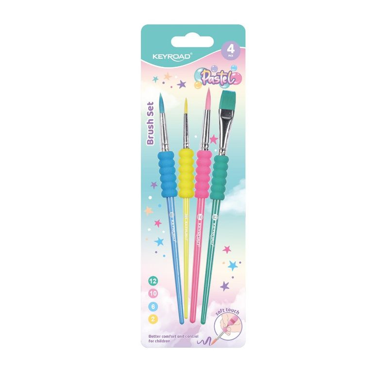 Sada štětců KEYROAD Pastel, pěnový úchop, blistr KEYROAD