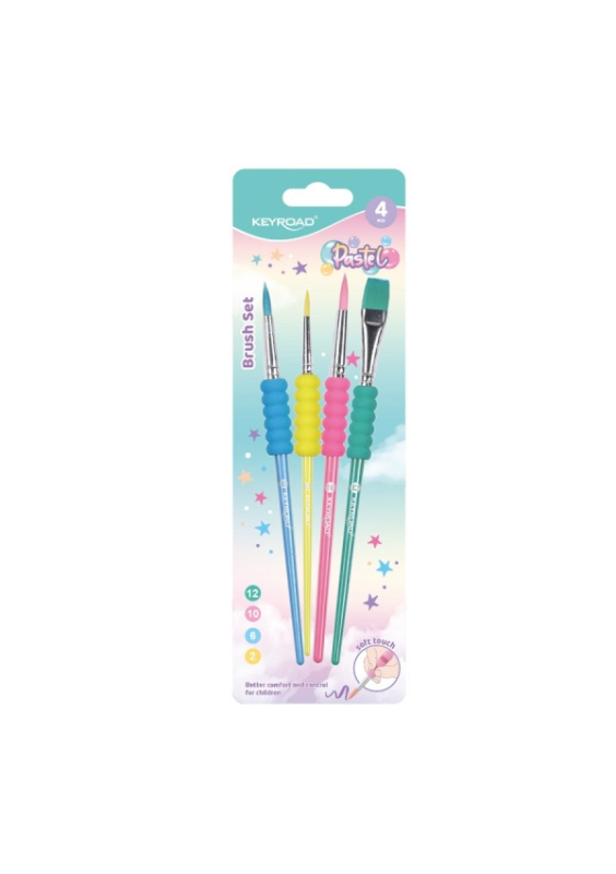Sada štětců KEYROAD Pastel, pěnový úchop, blistr KEYROAD