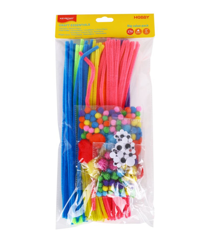 Tvořivá sada KEYROAD bambulky, drátky a oči