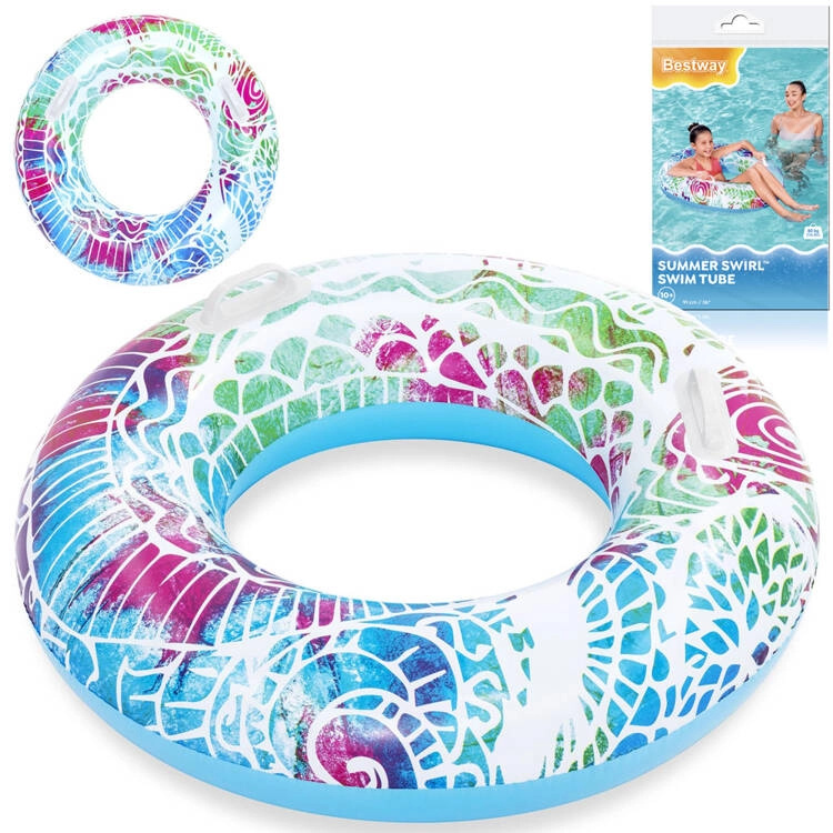 Bestway Nafukovací kruh s úchyty - léto, 2 barvy, průměr 91cm