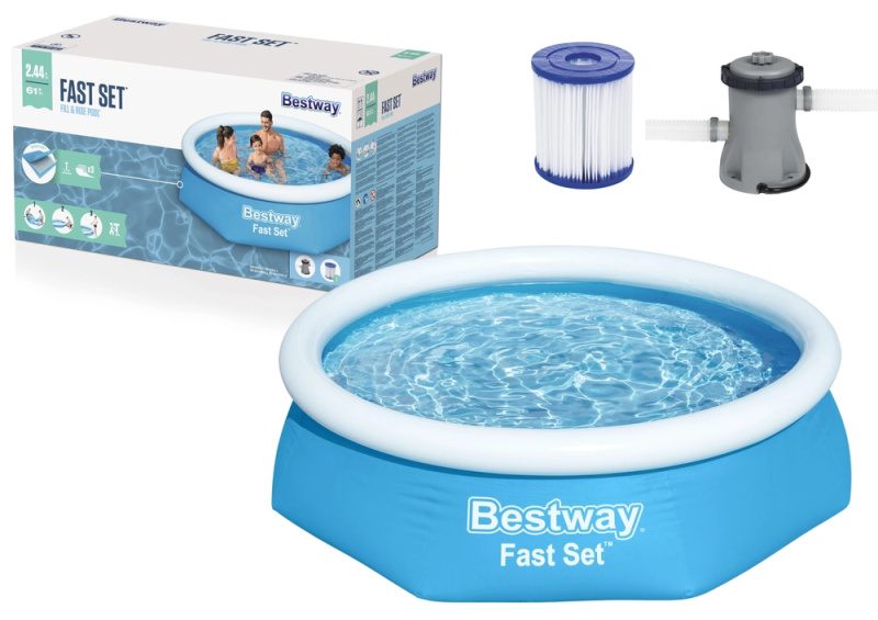 Nafukovací bazén Bestway Fast Set, kartušová filtrace 244x61cm