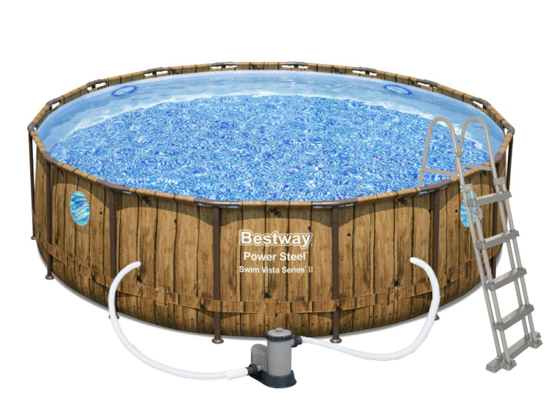 Bestway Bazén Power Steel Swim Vista s filtračním zařízením a schůdky, Ø 4,88 x 1,22 m