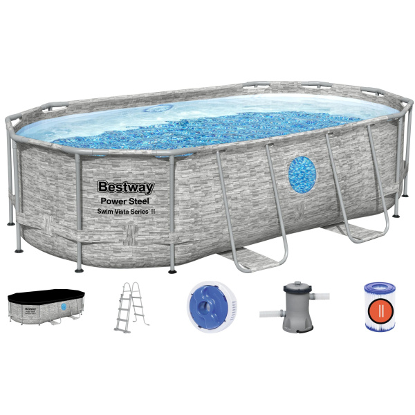 BESTWAY 56714 - Bazén s konstrukcí Steel Pro MAX™ 427 x 250 x 100cm + kartušová filtrace