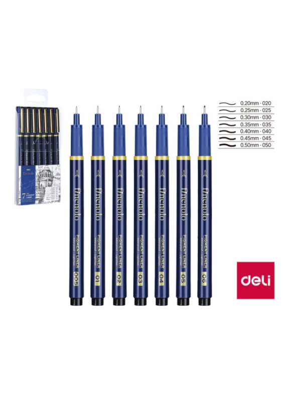 Popisovač DELI liner 7ks černý FINENOLO EQ909 DELI GROUP CO., LTD.