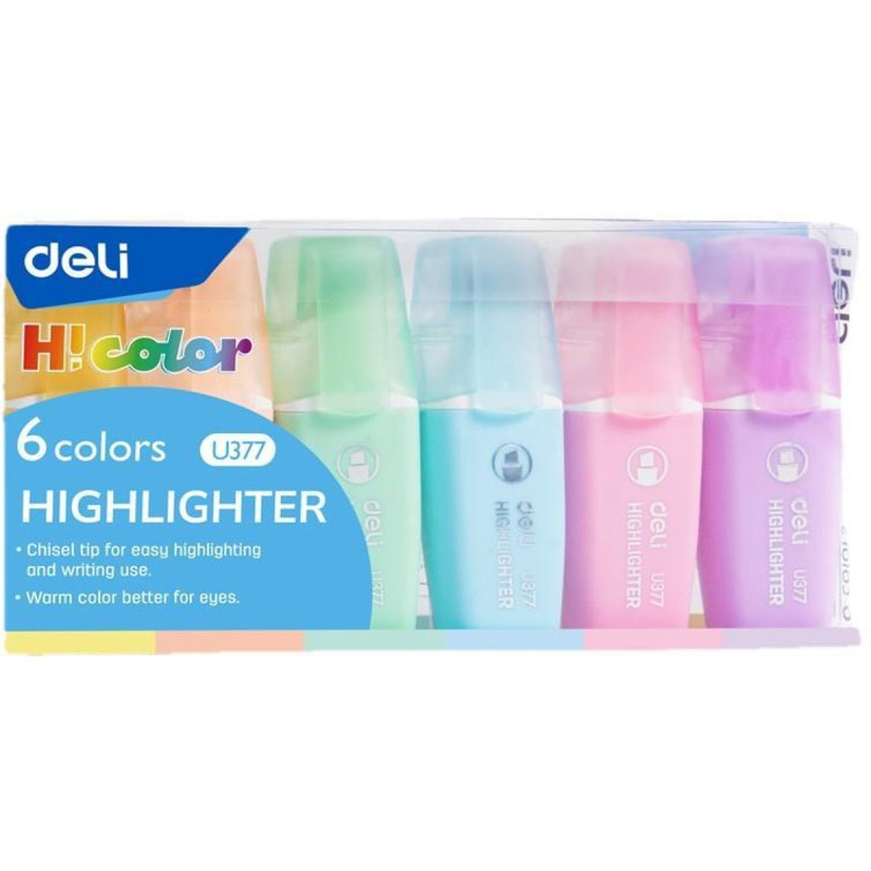 Zvýrazňovač mini DELI pastel - sada 6 barev