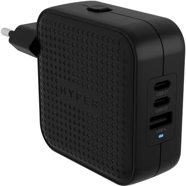 Hyper® HyperJuice® 70W USB-C GaN nabíjecí adaptér (2xUSB-C + 1xUSB-A) černý Černá