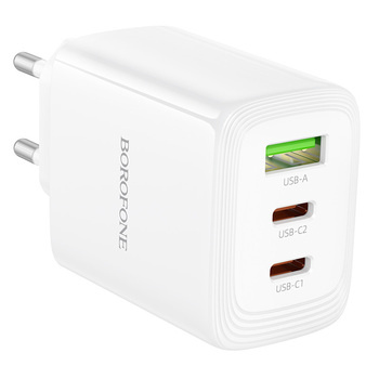 Borofone BN32 dual (USB-A/USB-C) adaptér (65W) Bílá