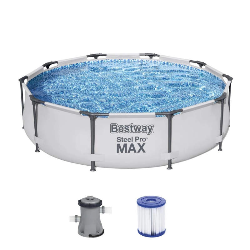 Bestway Bazén Steel Pro MAX vč. kartušové filtrace, sv. šedý, pr. 305 x 76 cm