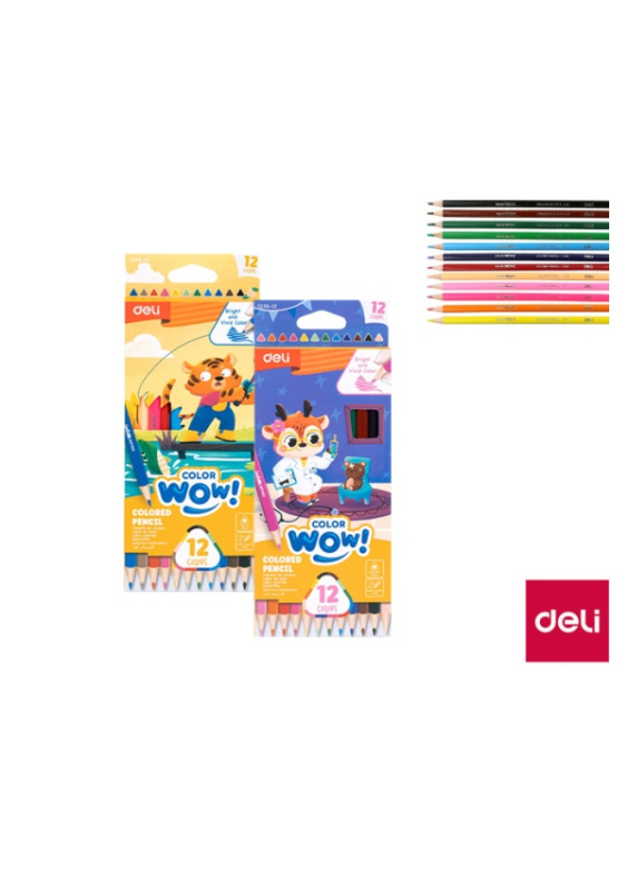 Pastelky trojhranné 12 barev WOW DELI EC138-12 mix DELI GROUP CO., LTD.