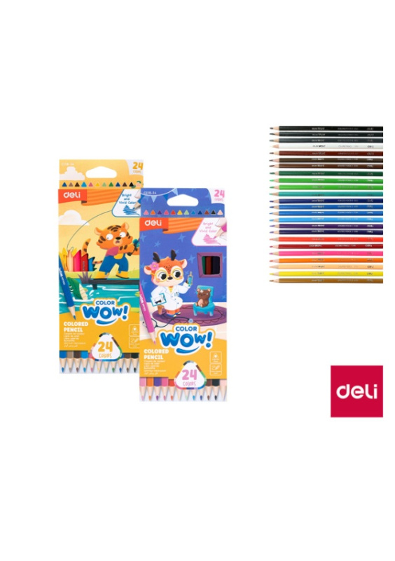 Pastelky trojhranné 24 barev WOW DELI EC138-24 mix DELI GROUP CO., LTD.