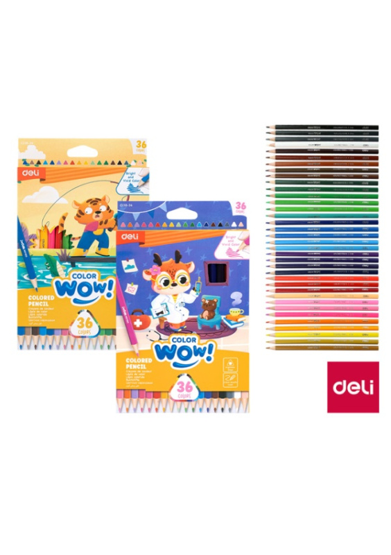 Pastelky trojhranné 36 barev WOW DELI EC138-36 mix DELI GROUP CO., LTD.