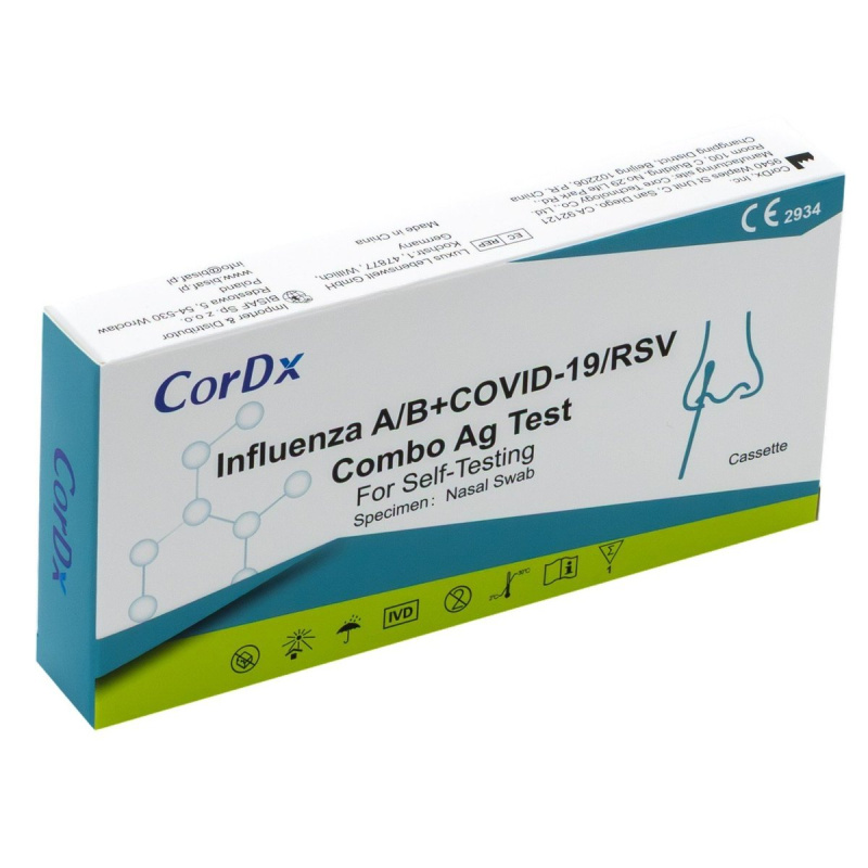 CORDX Respirační multitest Influenza A/B+COVID-19/RSV Combo AG 4v1 1ks