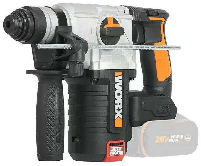 Aku vrtací kladivo Worx WX380.9 / BEZ AKUMULÁTORU A NABÍJEČKY / 20 V / 2,2 J / 0-5400 úderů/min. / černá/oranžová Varianta: ivi2