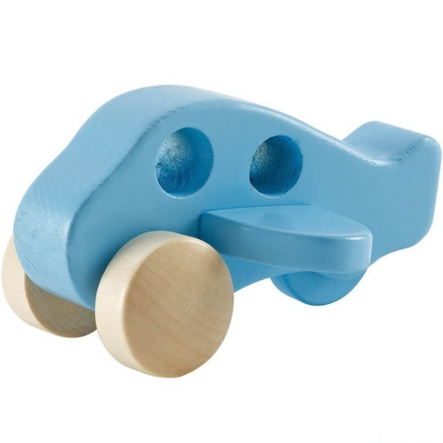 Letadlo - Dřevěné modré na kolečkách (Hape)
