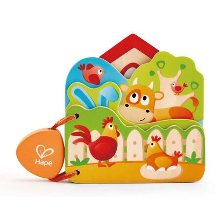 První knížka - Farma, 4 dřevěné listy (Hape)