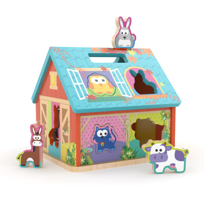 Dřevěná vkládačka – farmářský domeček