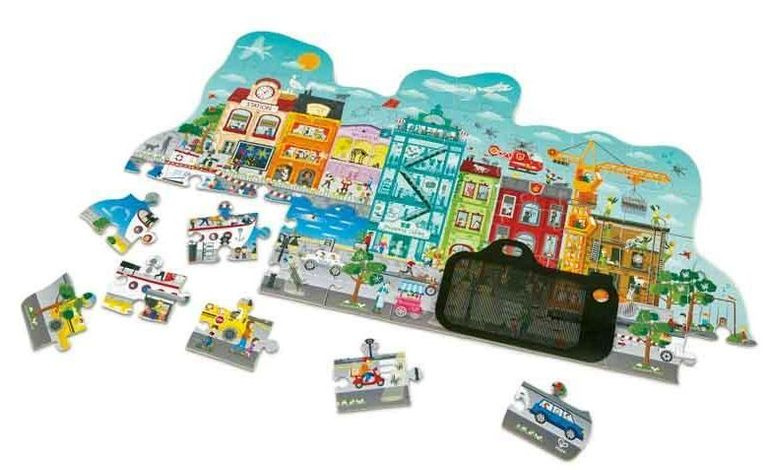 Hape Puzzle - Animované městečko v pohybu, 49 dílků