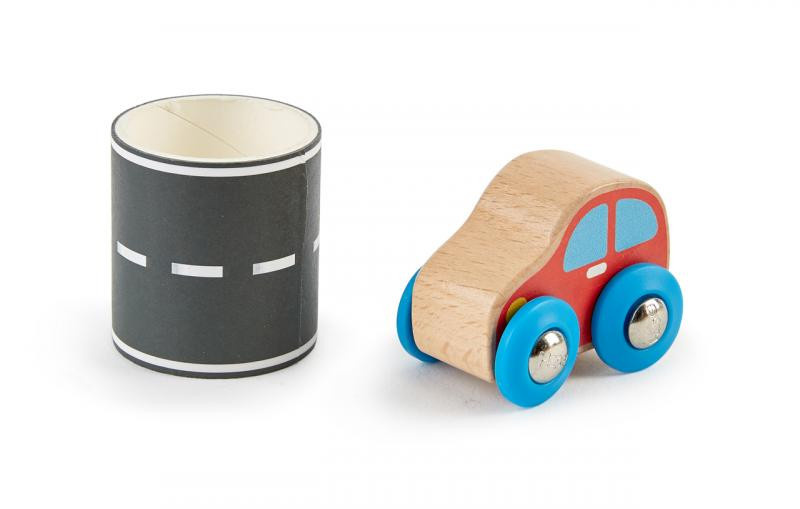 Vláčkodráha doplněk - Rozlož a jeď, Auto s páskou (Hape)