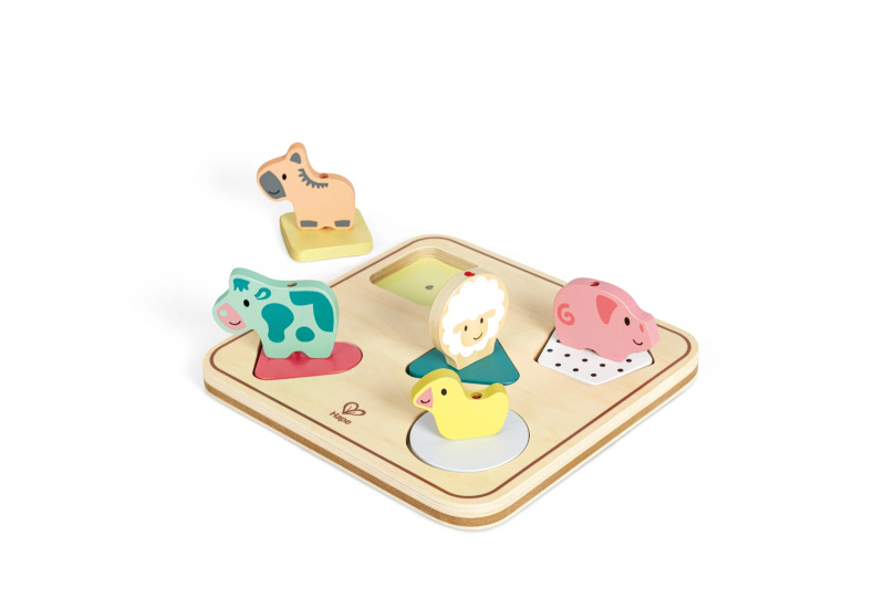 Puzzle muzikální - Zvířátka a tvary, 5ks (Hape)