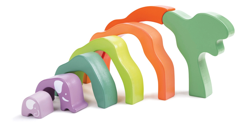 Hape duhové stohovací kostky Safari sloni