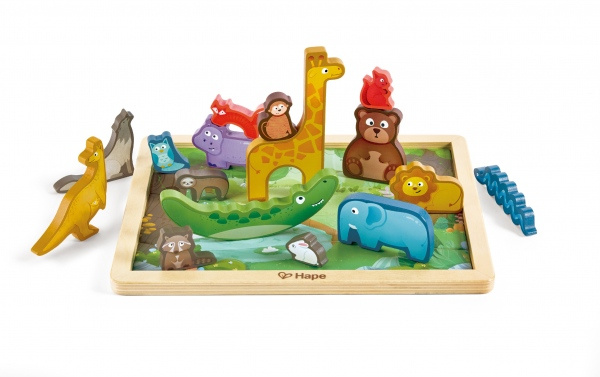 Zvířátka dřevěné - Zvířecí králoství na desce (Hape)
